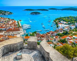 Aerial,View,At,Amazing,Archipelago,In,Front,Of,Town,Hvar,